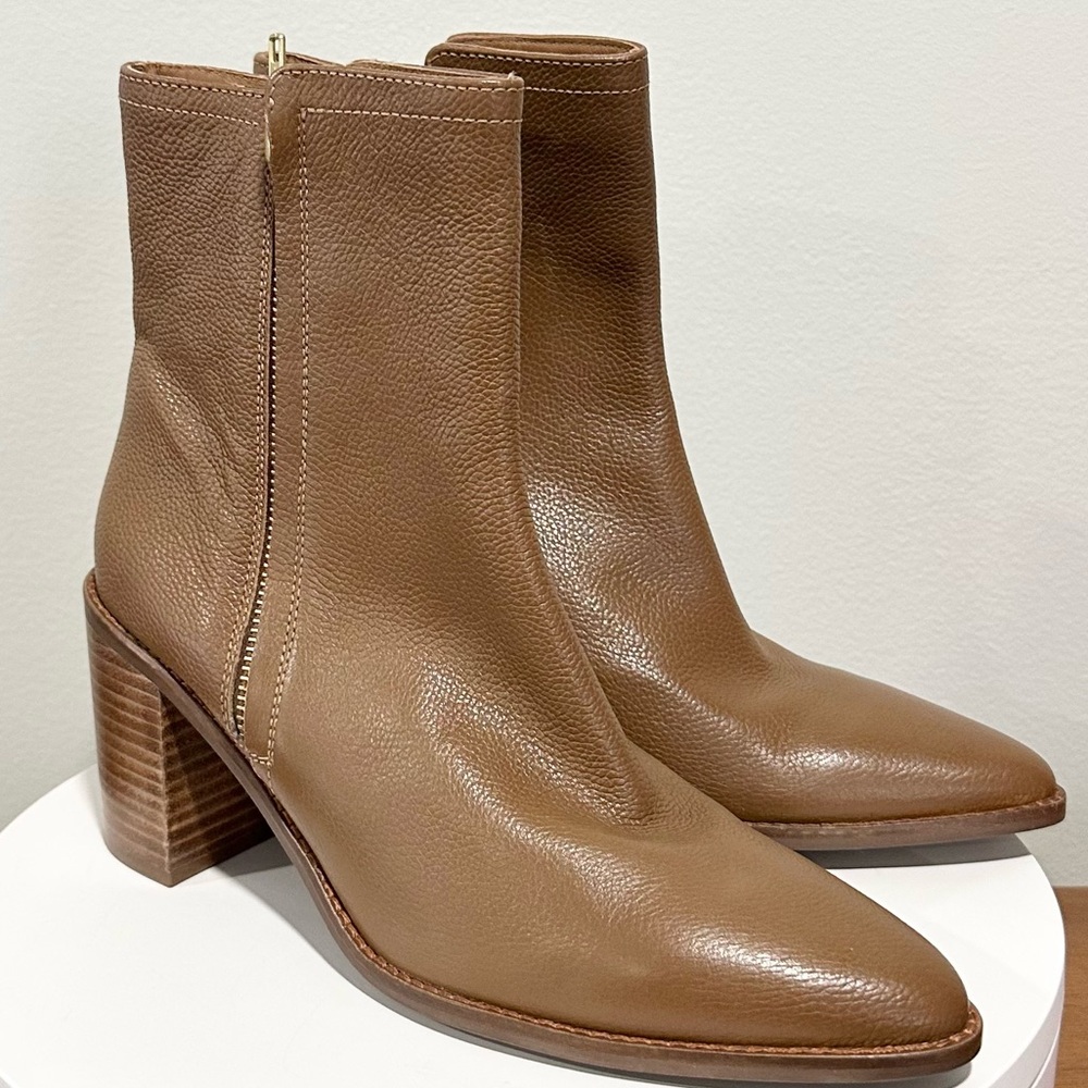 Seychelles Tan Leather Block Heel Ankle Boots - Picture 8 of 13